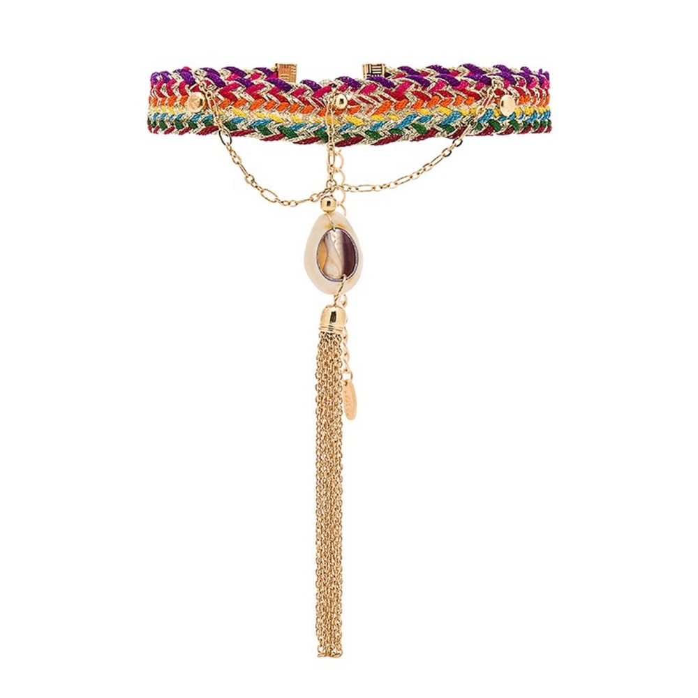 Rainbow Seashell Choker in Gold